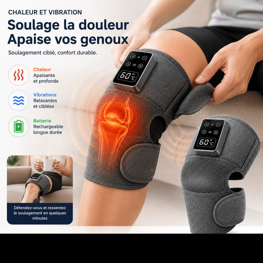 FINI LES DOULEURS AUX GENOUX – Genouillère électrique Massante Chauffante